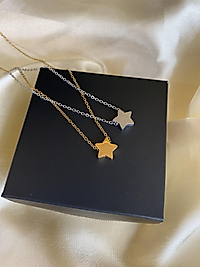 Çift yıldız çelik kolye