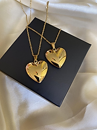 Çift kalp çelik kolye