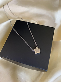 Gümüş renk yıldız çelik kolye