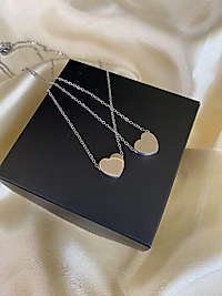 Çift kalp çelik kolye