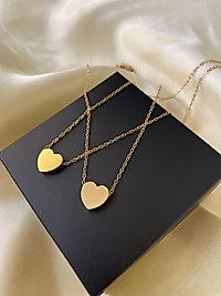 Çift kalp çelik kolye