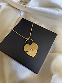 Kalp içi notlu çelik kolye