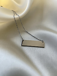 Gümüş renk plaka çelik kolye