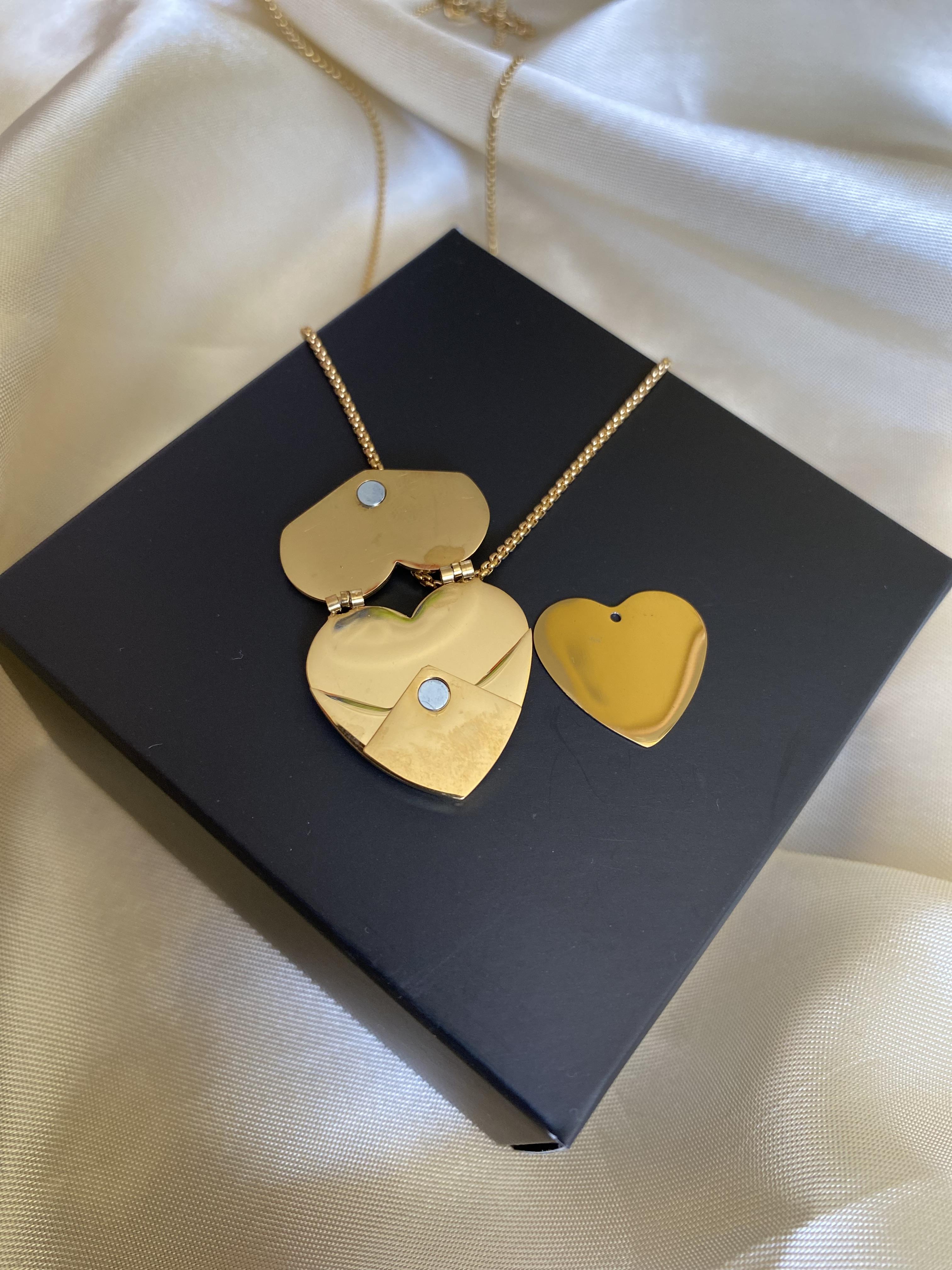 Kalp içi notlu çelik kolye