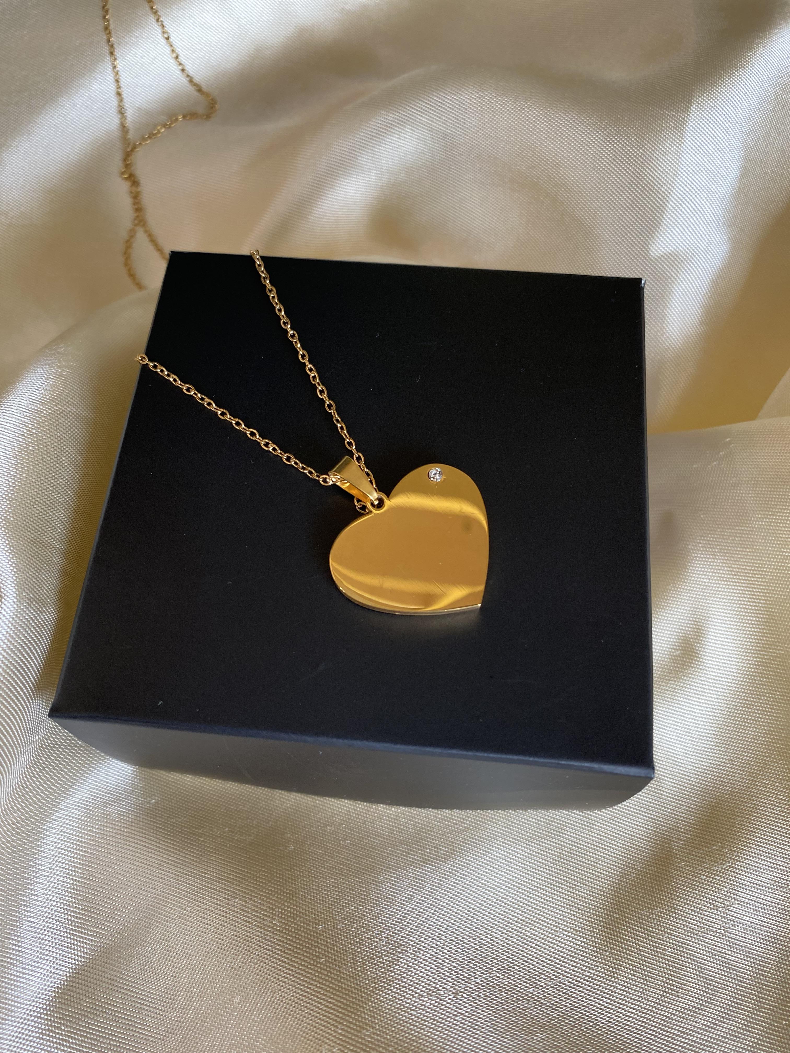 Gold kalp çelik kolye