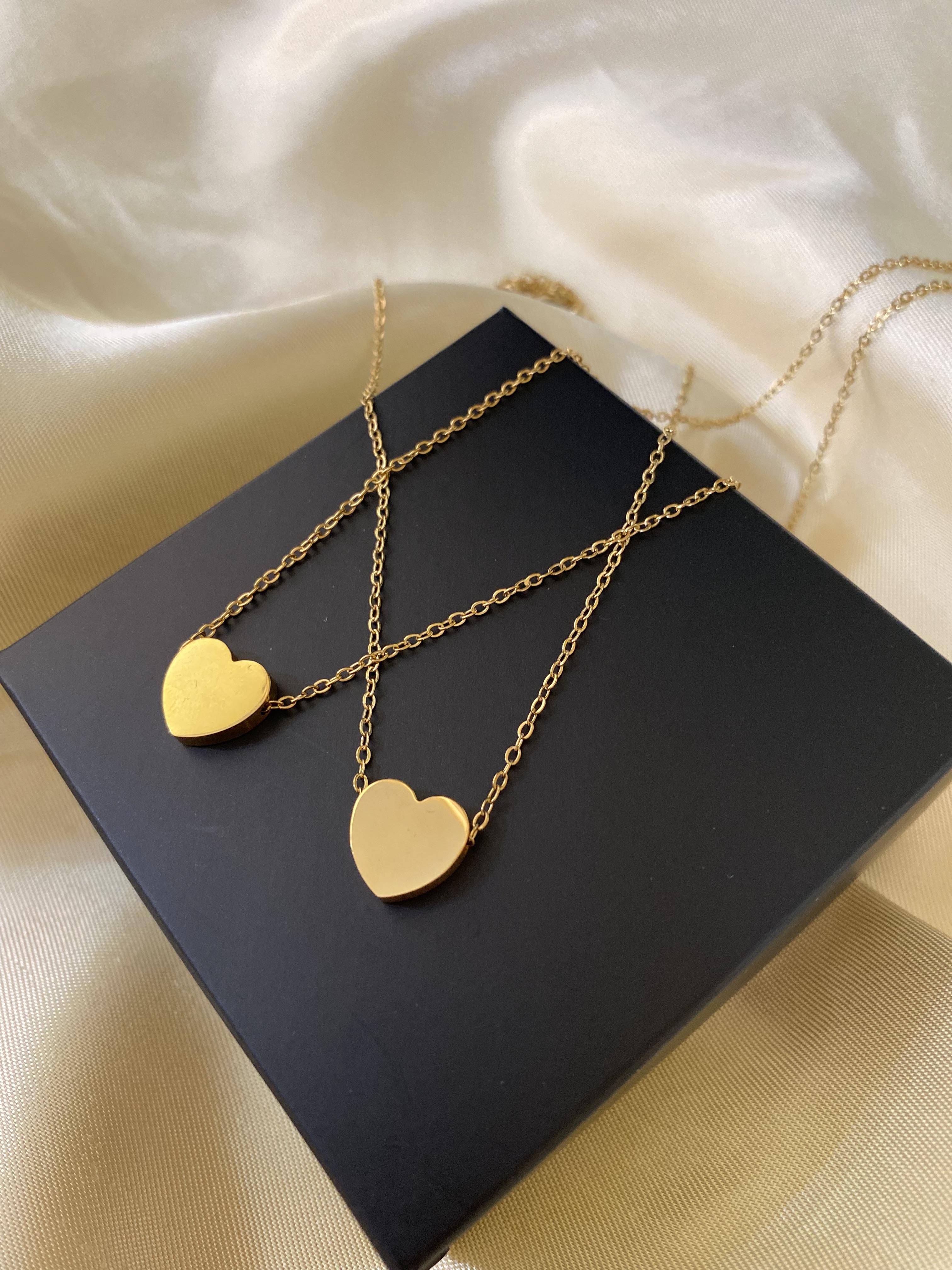 Çift kalp çelik kolye