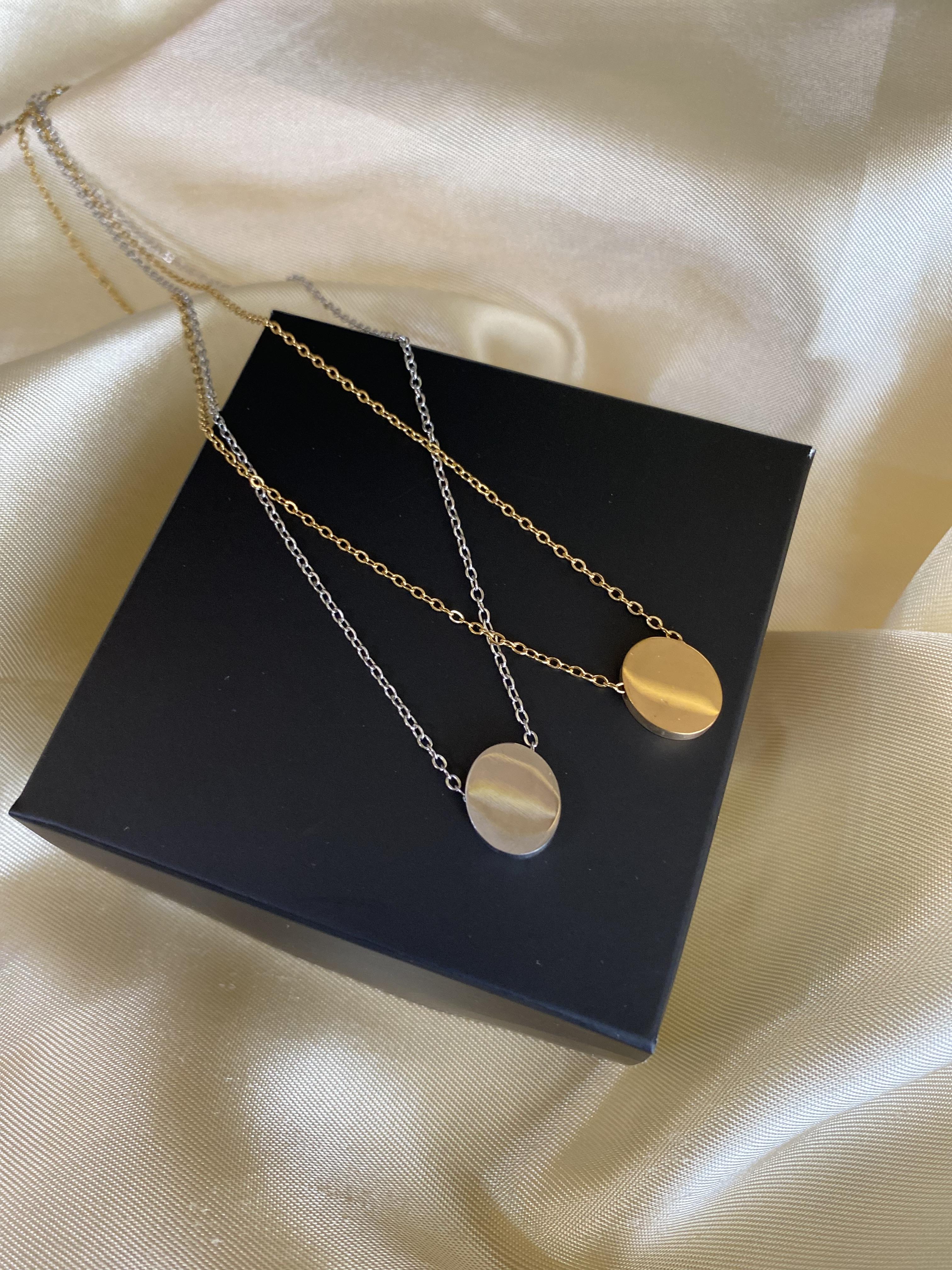 Çift oval çelik kolye