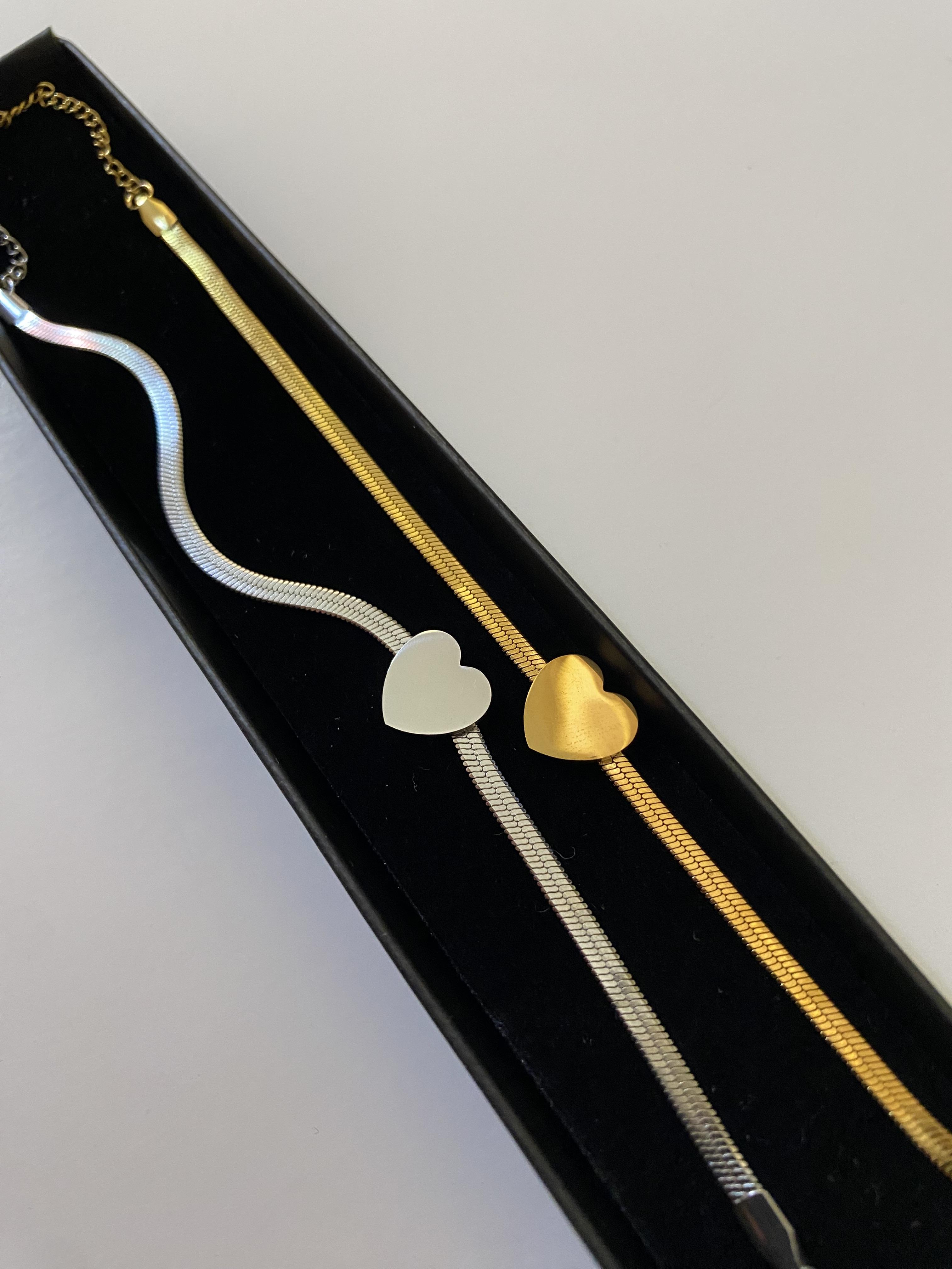 Çift kalp çelik bileklik